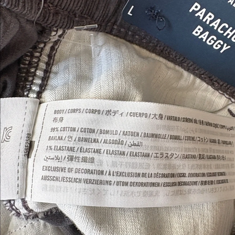 Hollister Corduroy Adjustable Rise Parachute Baggy Jogger Pants Size Large NWT - Picture 8 of 12